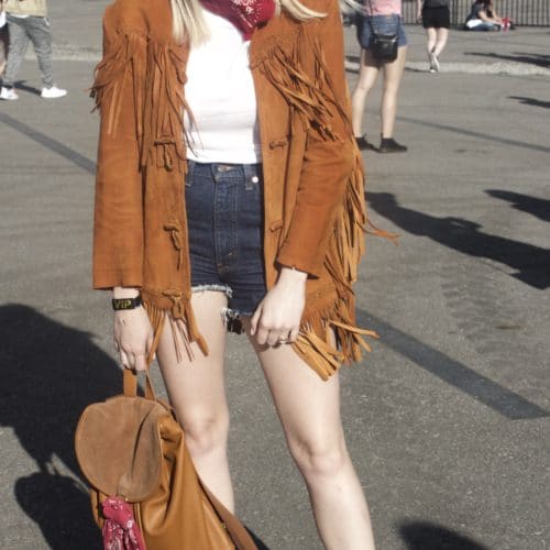 Claudia, 24, stylist from Toronto, Ontario. On festival fashion: “I feel that now as festival culture has emerged and shaped its way, more people are getting creative with going into vintage and finding more unique pieces than just going to Forever 21 and pulling a whole outfit together. … It’s evolving, I like it.”